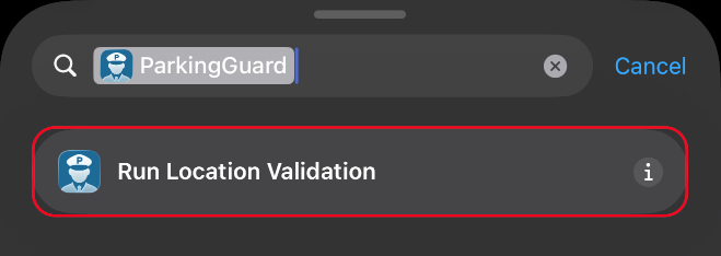 Parkwärter action: Run location validation
