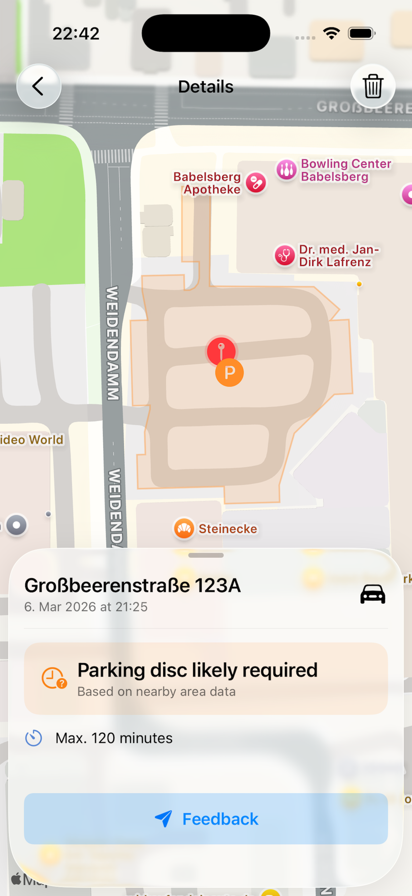 Kartenansicht von Parkwärter