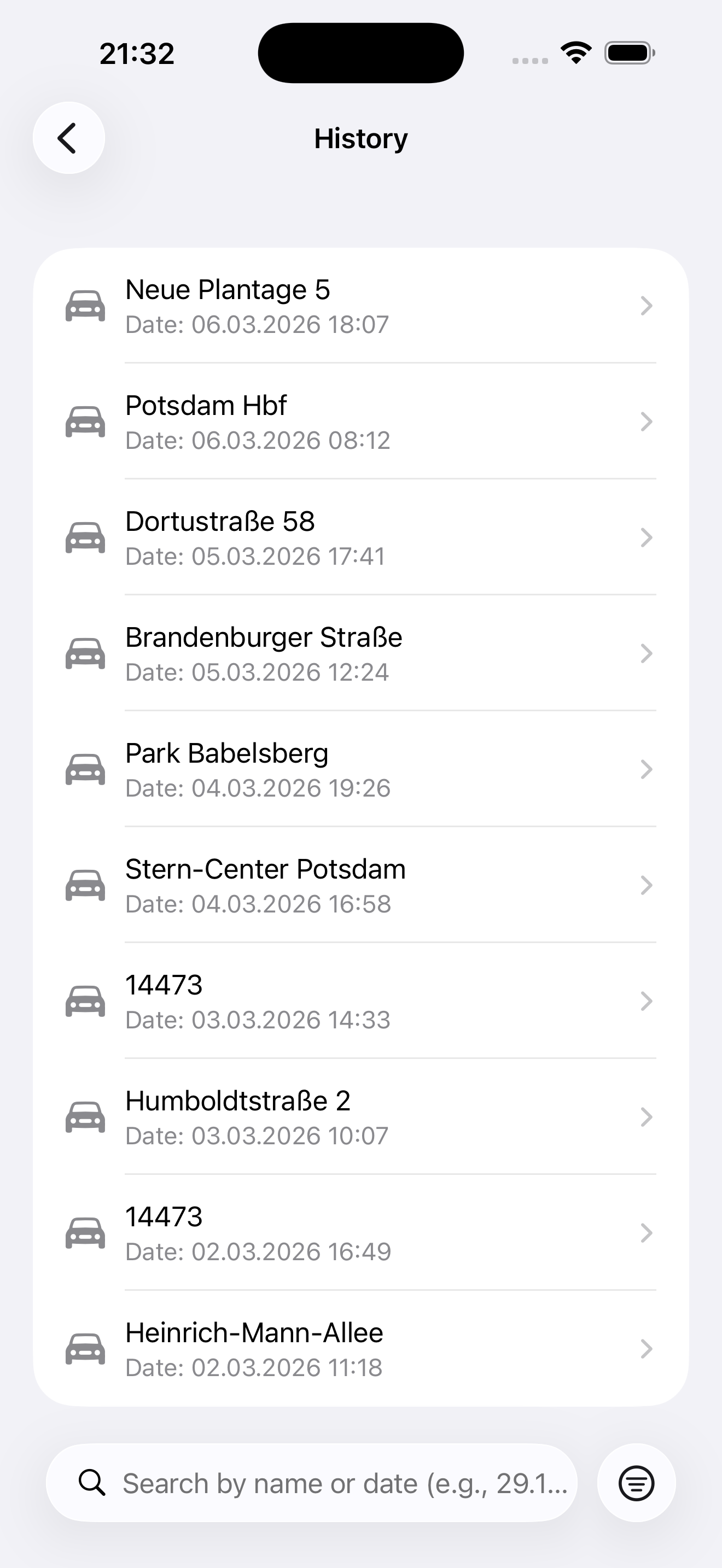 History view of Parkwärter